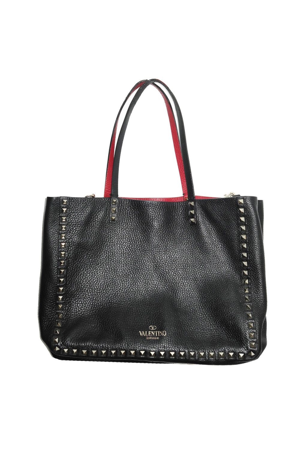 valentino garavani rockstud reversible tote bag black/red.