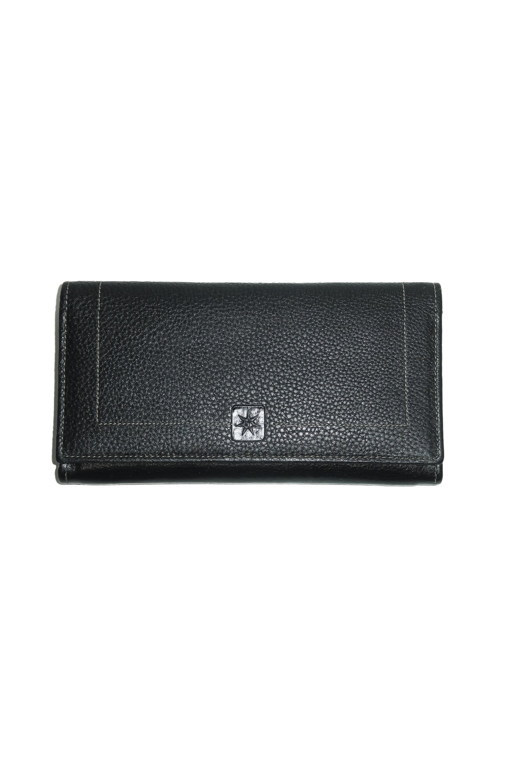 vintage genuine leather trifold wallet black.