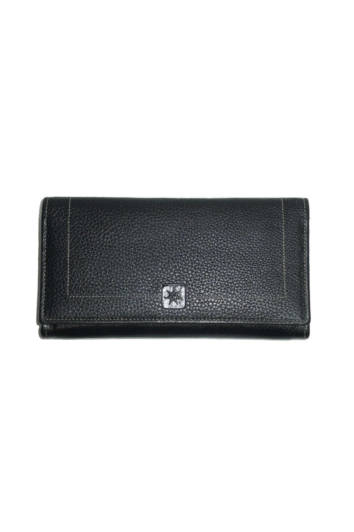 vintage genuine leather trifold wallet black.