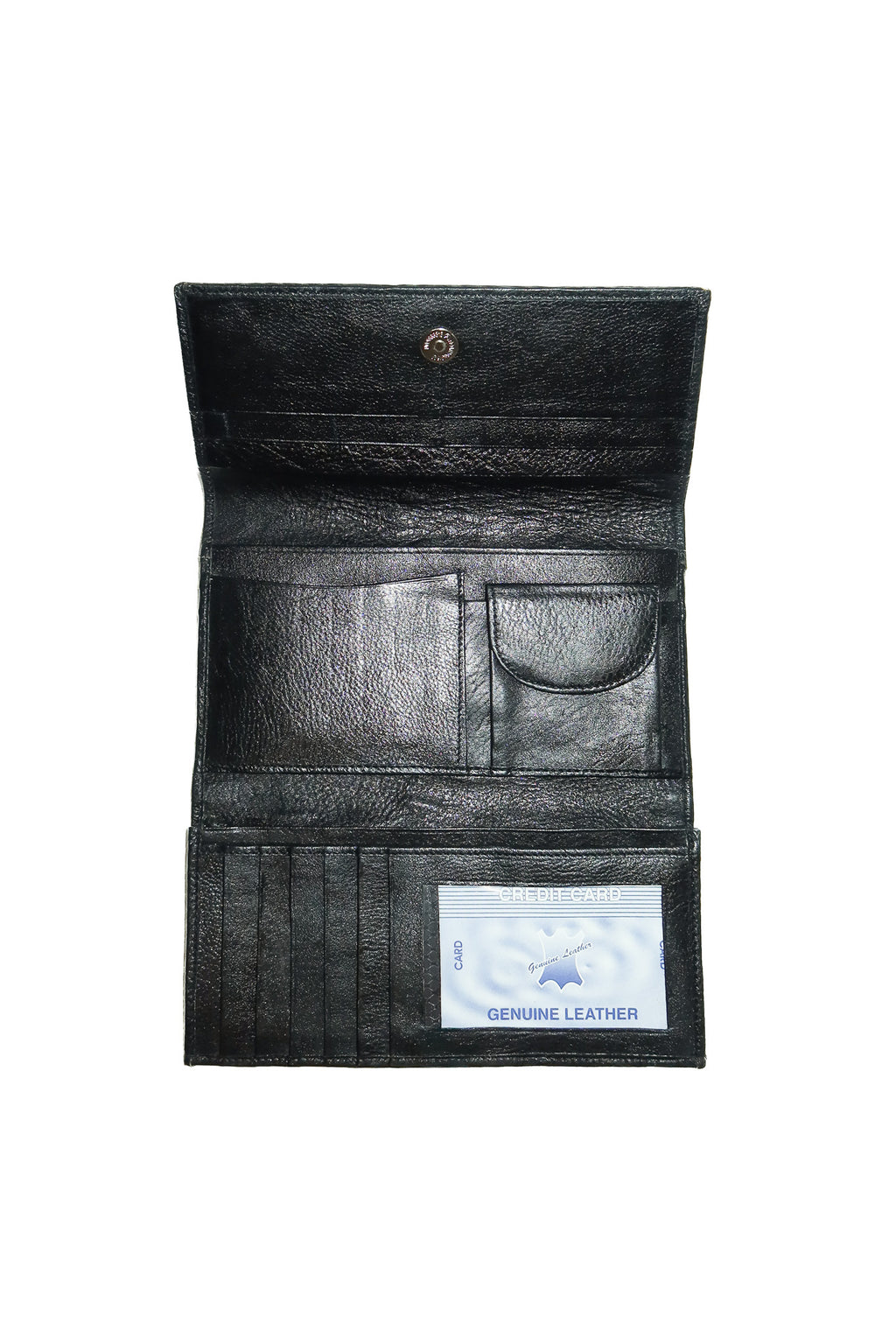 vintage genuine leather trifold wallet black.