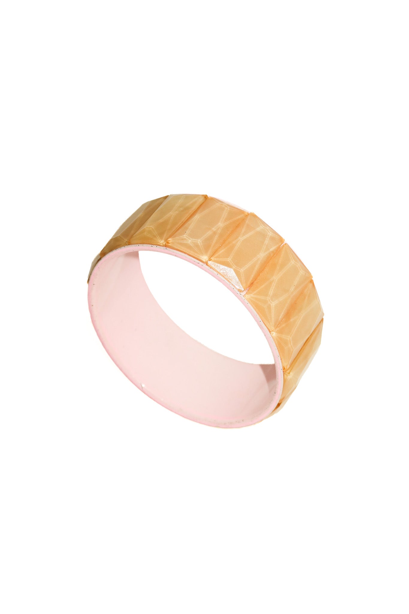 1980’s geometric resin bangle bracelet peach.