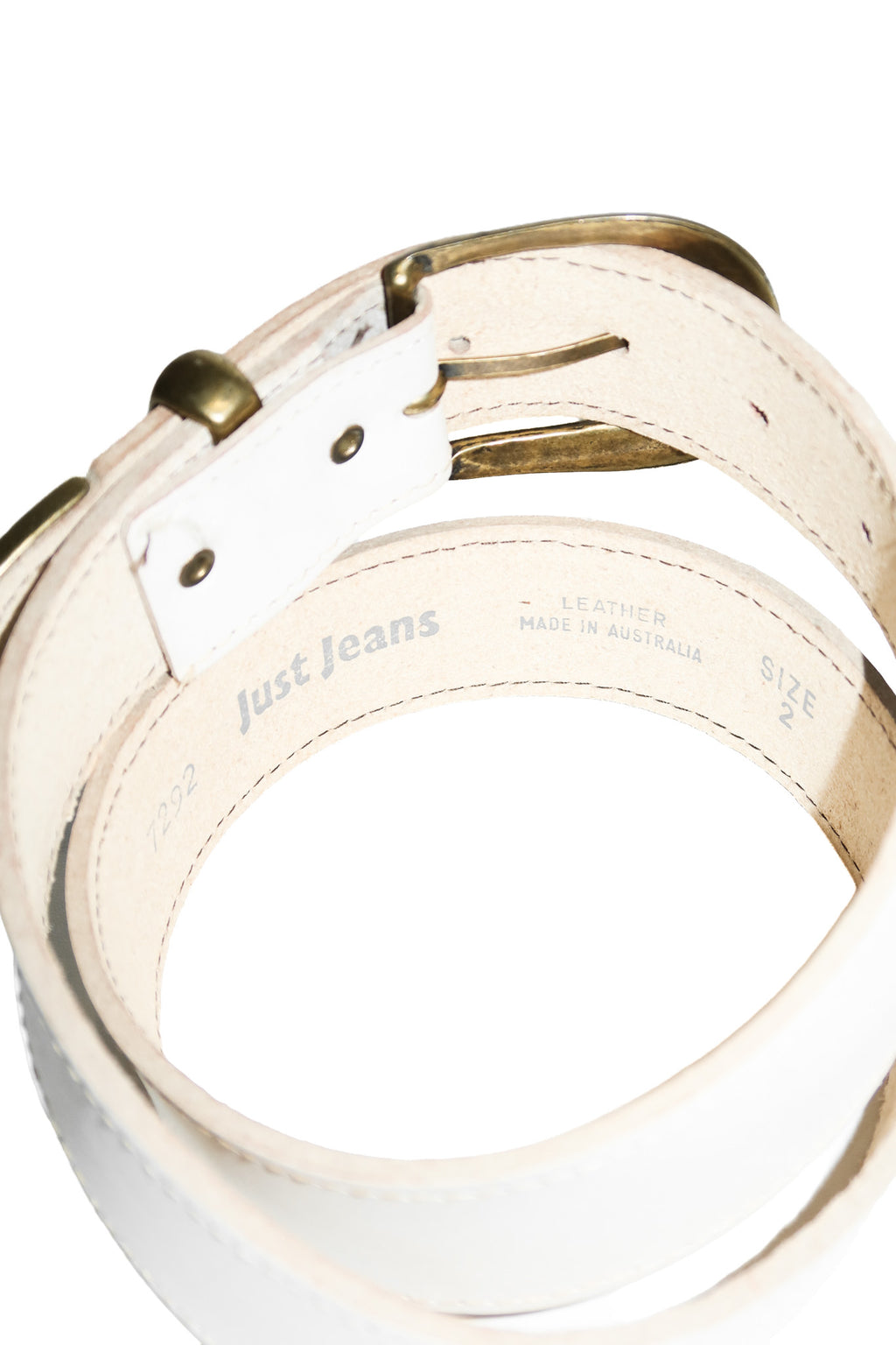 1990's just jeans leather belt white.