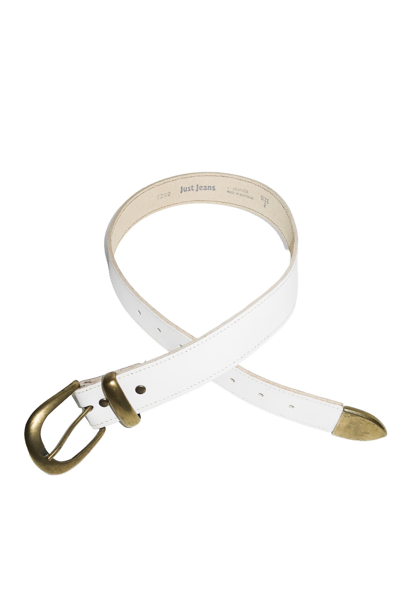 1990's just jeans leather belt white.
