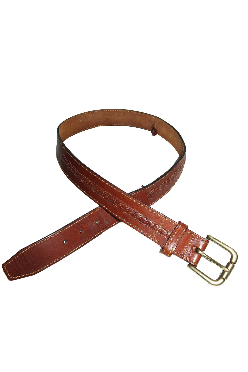 1990's braided leather belt tan.