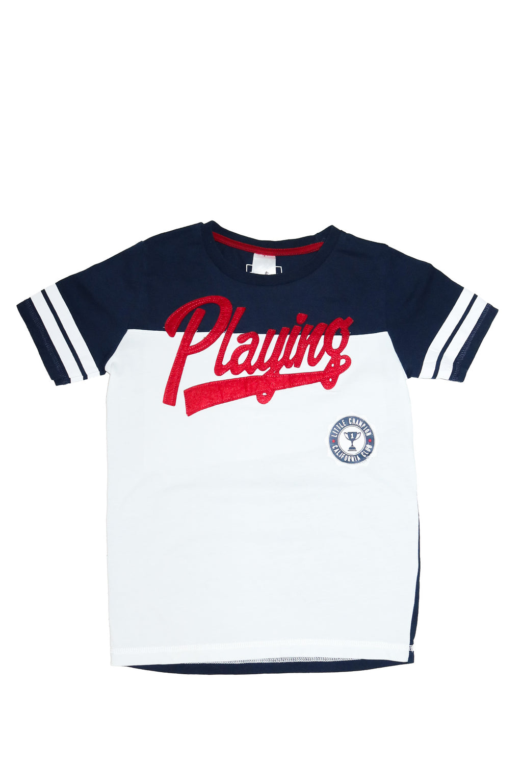 palomino baseball baby tee blue/red.