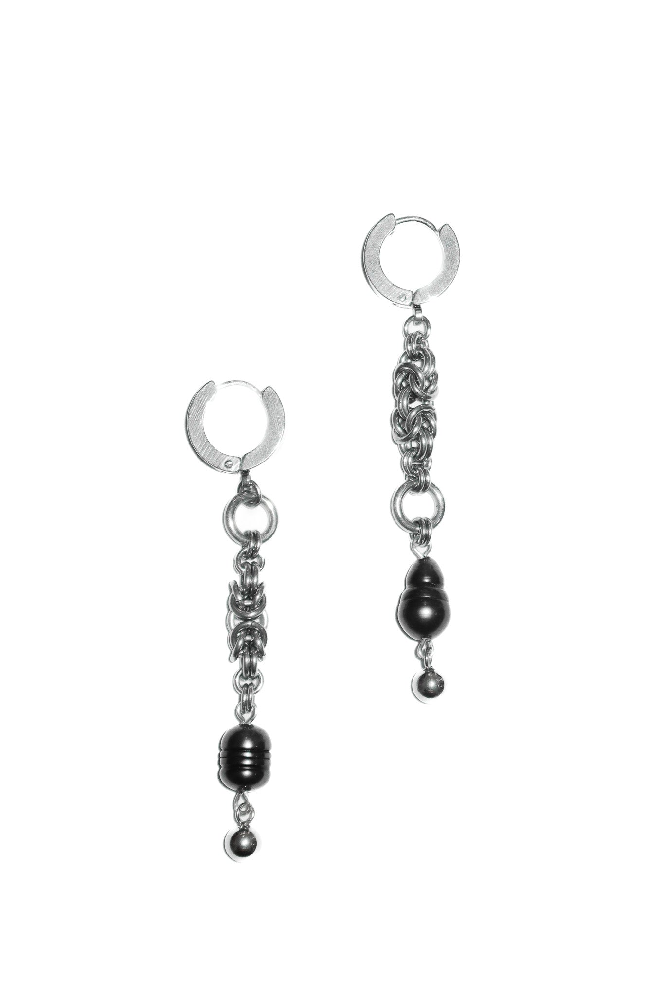 stickychains pearl chain earrings silver.
