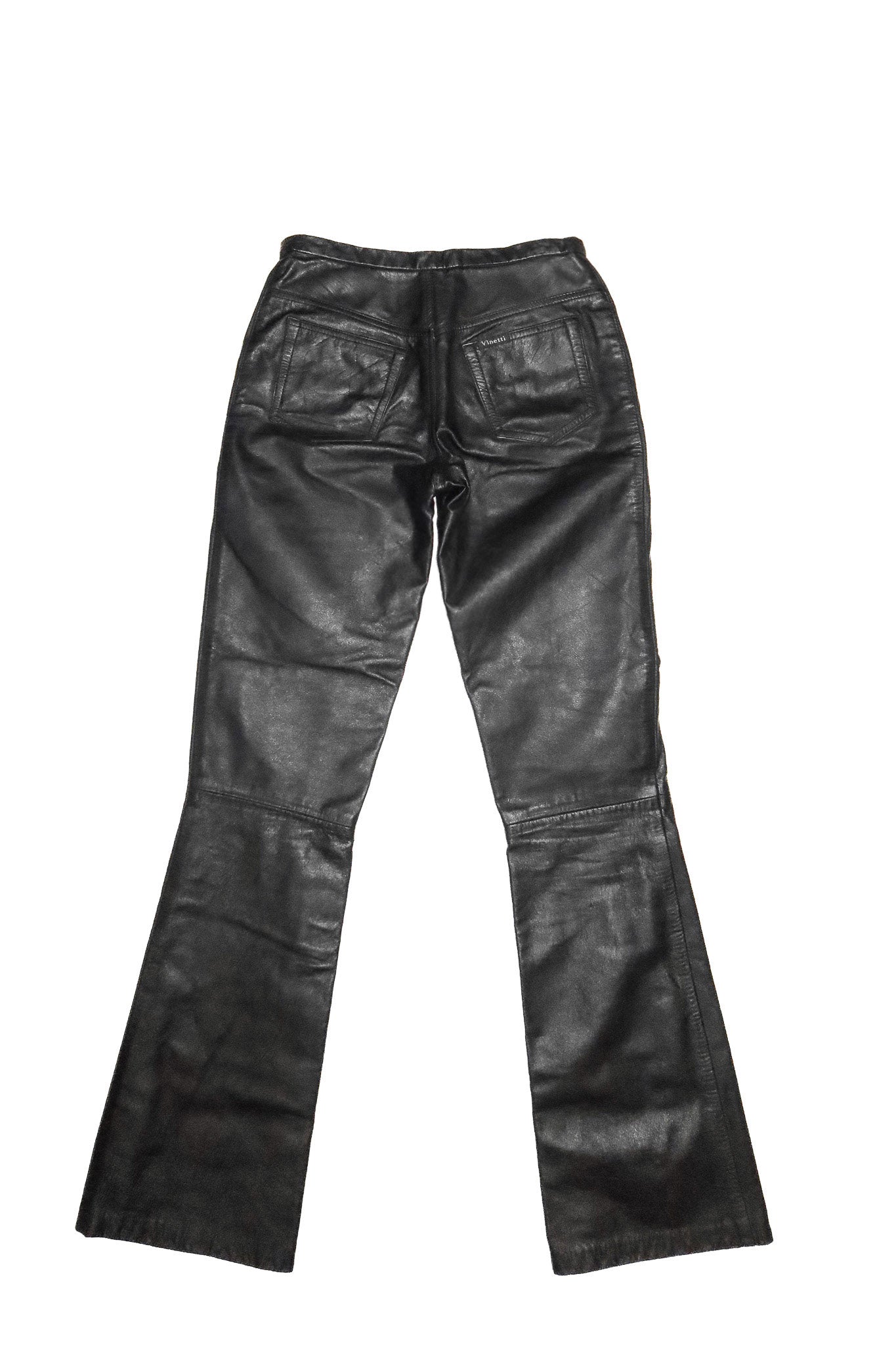 1990's vinetti low-rise leather flared pants black.
