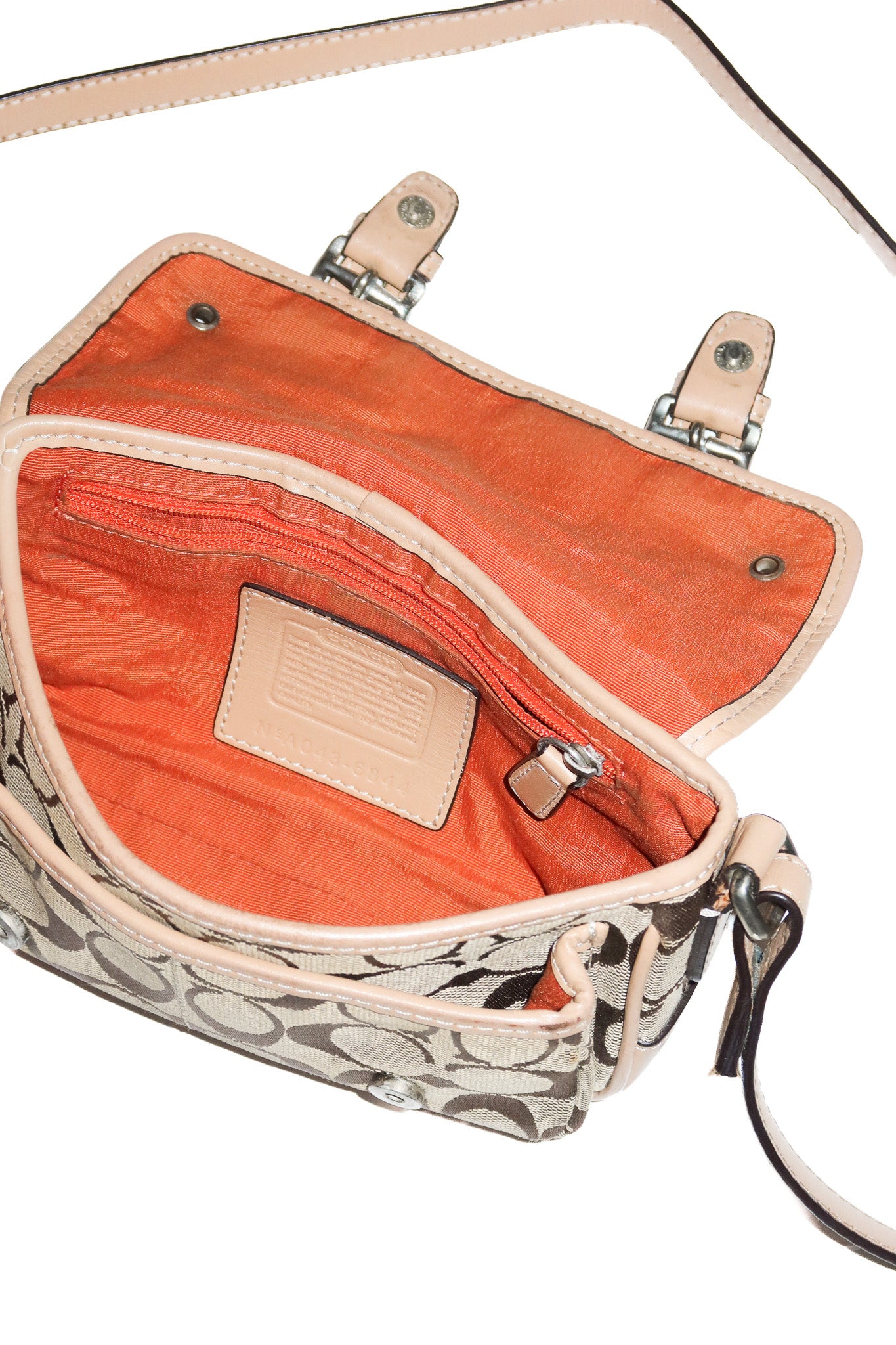 2000's coach signature canvas mini field crossbody bag tan.