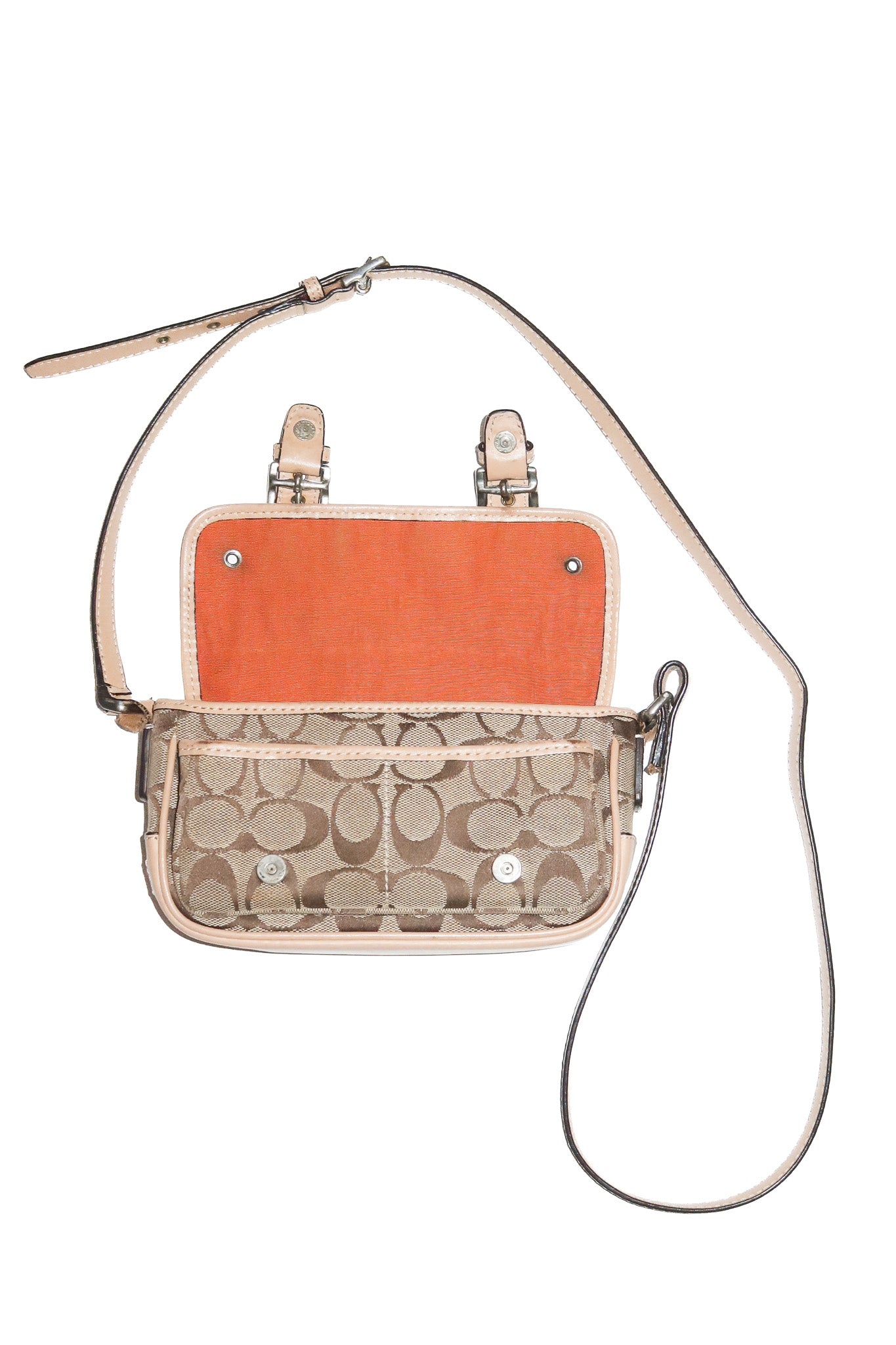 2000's coach signature canvas mini field crossbody bag tan.