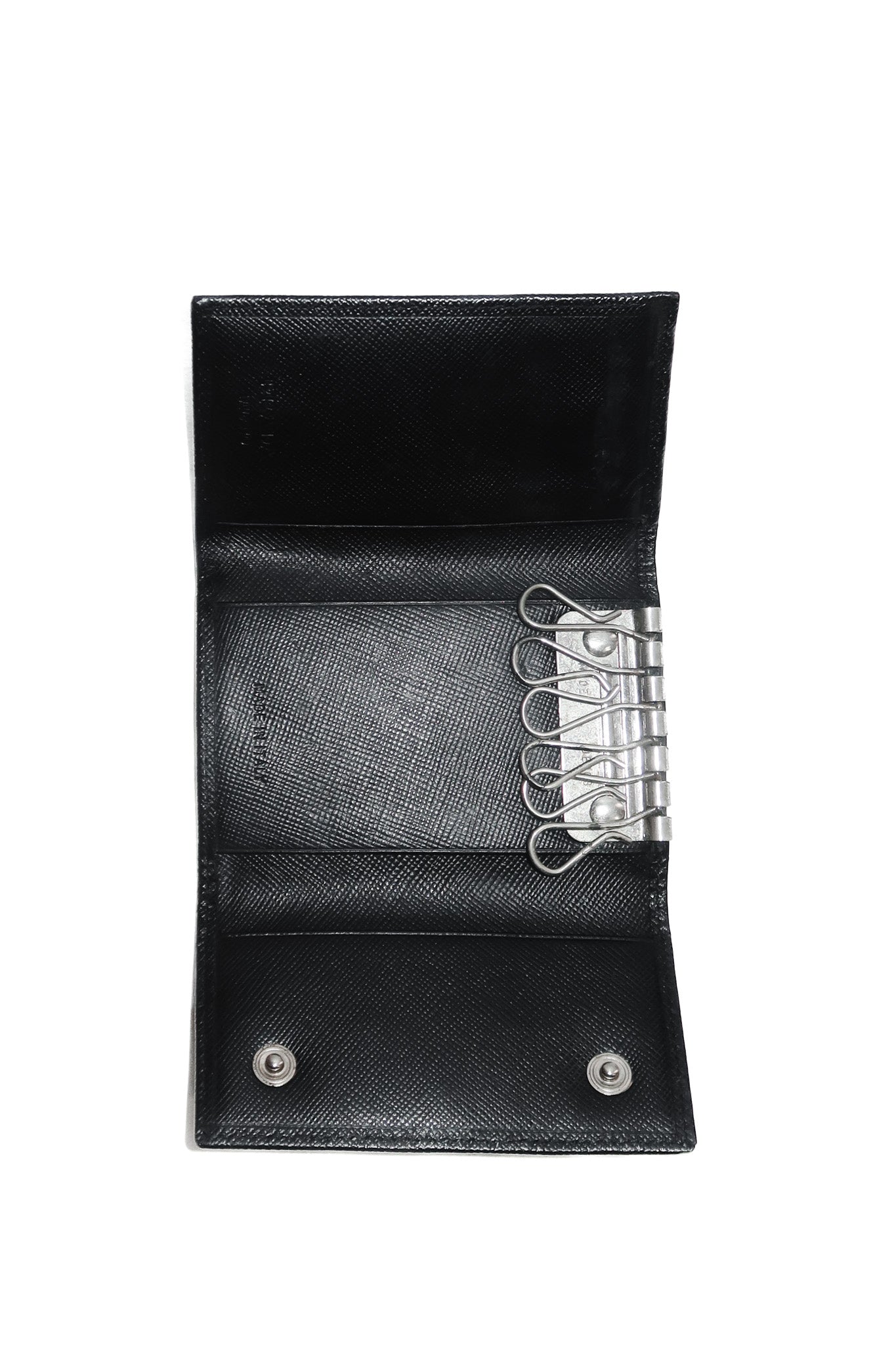 prada saffiano leather key holder black.