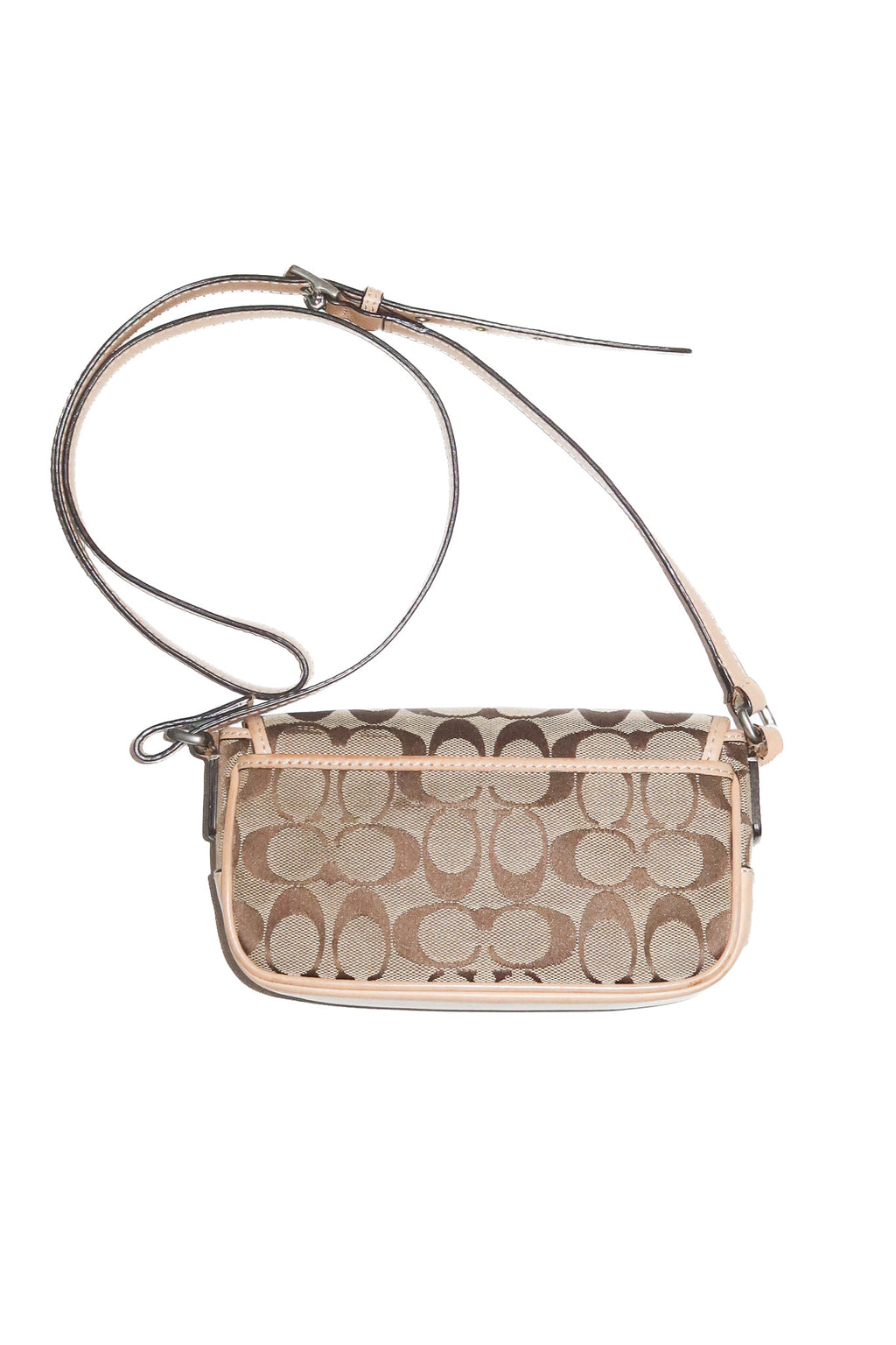 2000's coach signature canvas mini field crossbody bag tan.