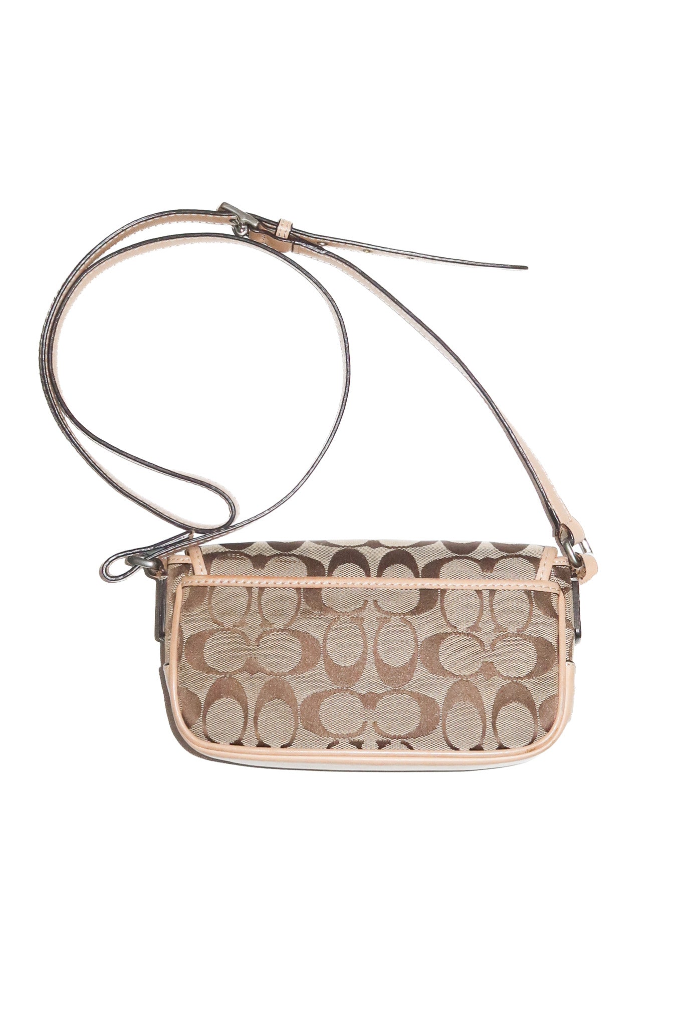 2000's coach signature canvas mini field crossbody bag tan.