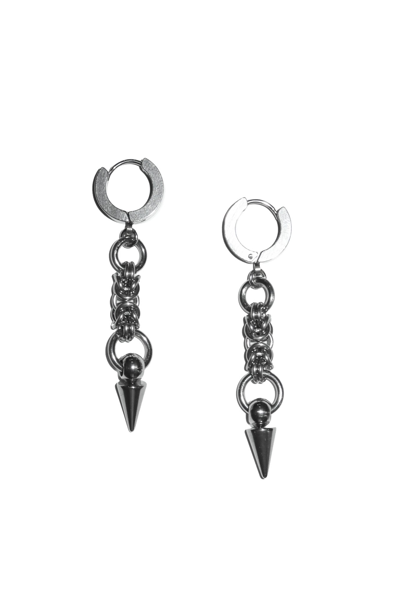 stickychains spike earrings silver.