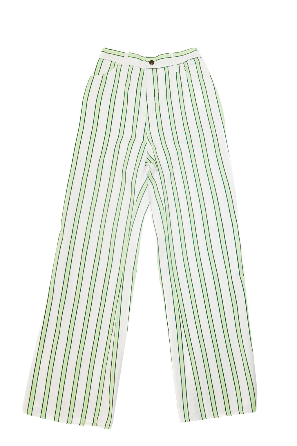 levi’s for me denim bell bottoms white/green stripe.