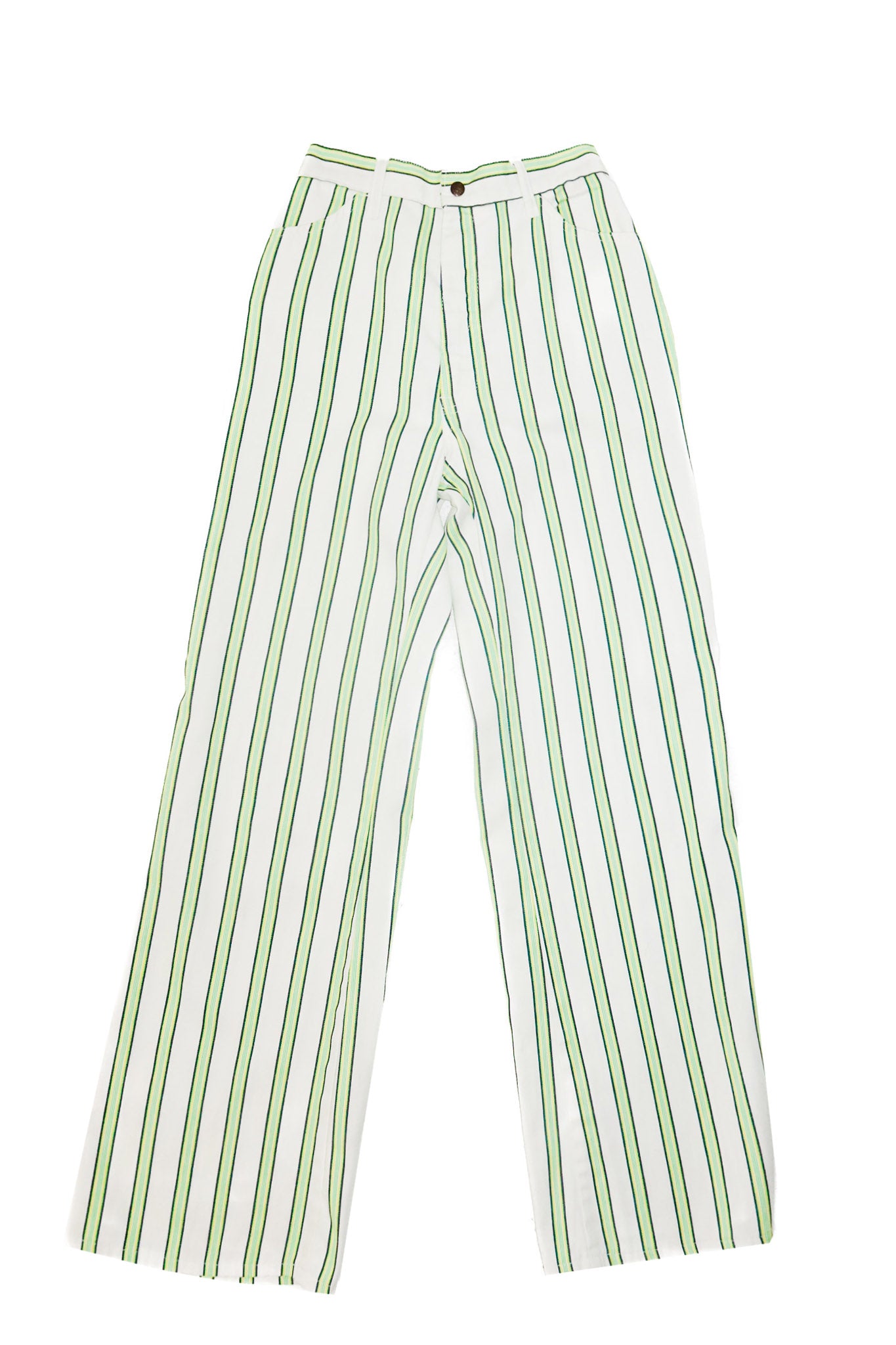 levi’s for me denim bell bottoms white/green stripe.