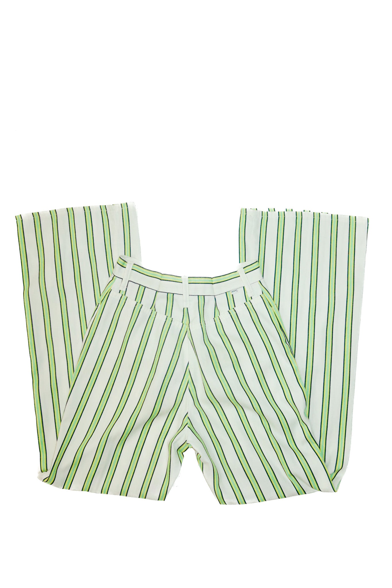 levi’s for me denim bell bottoms white/green stripe.