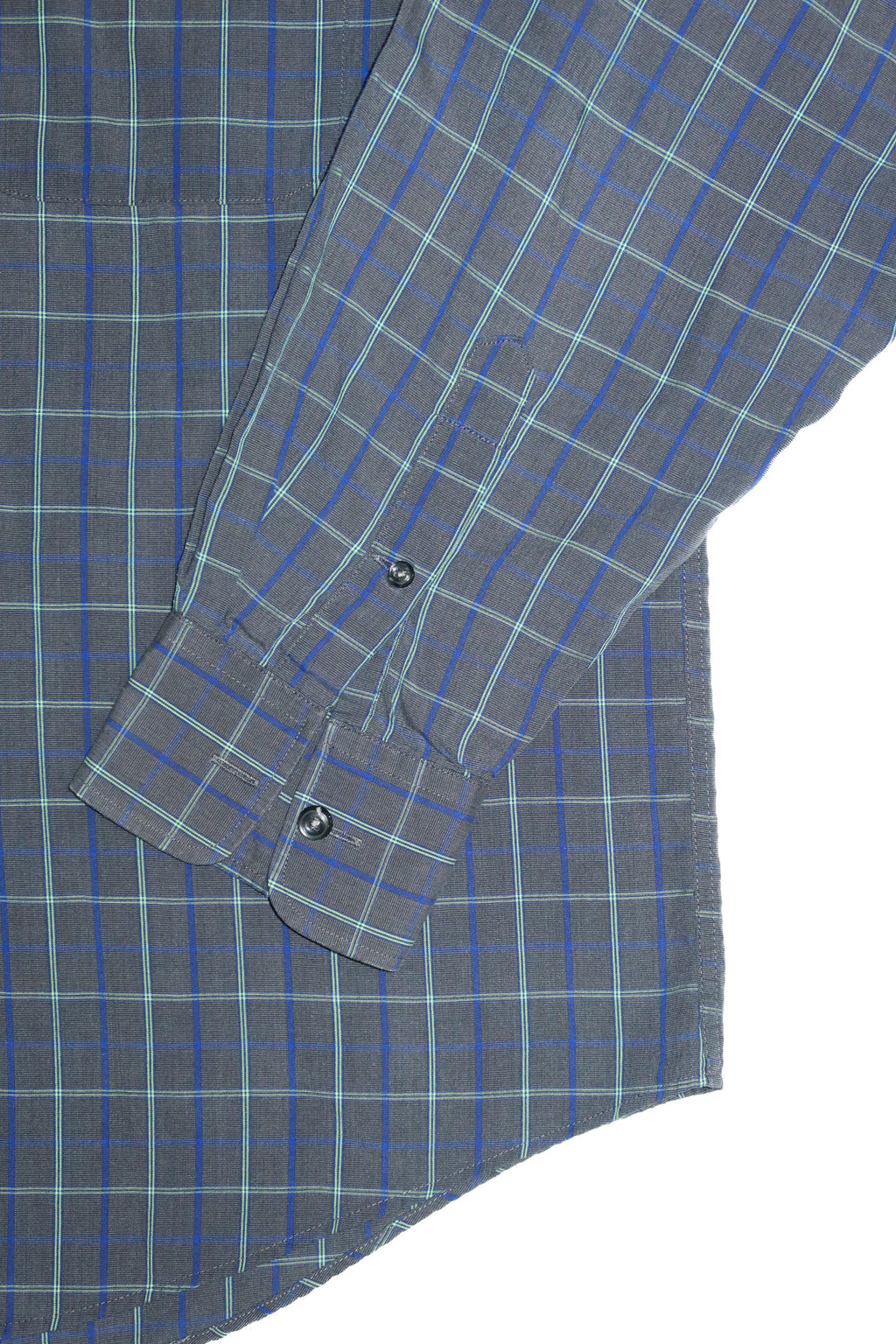 1990’s yves saint laurent pour homme plaid button up shirt blue/grey.