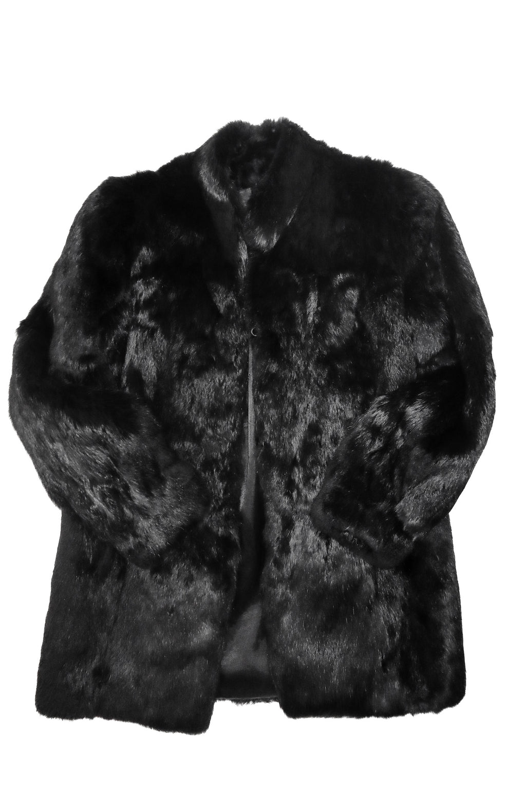 1980's french rabbit fur coat black.