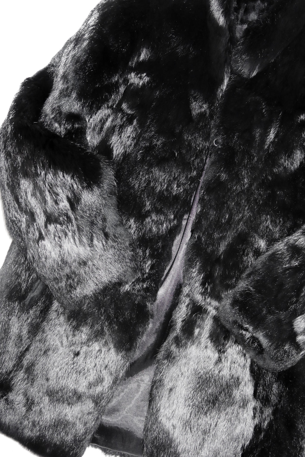1980's french rabbit fur coat black.