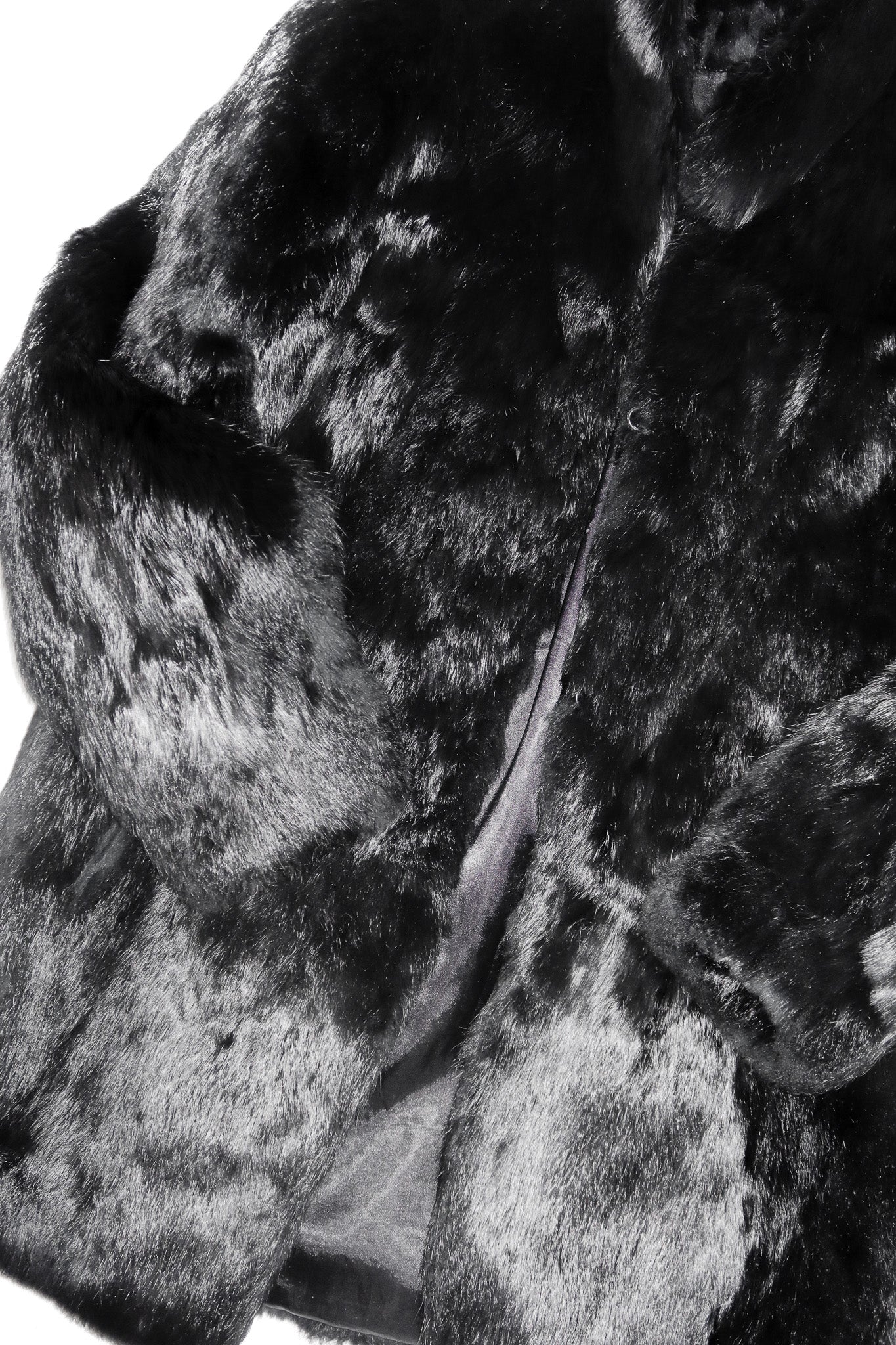 1980's french rabbit fur coat black.