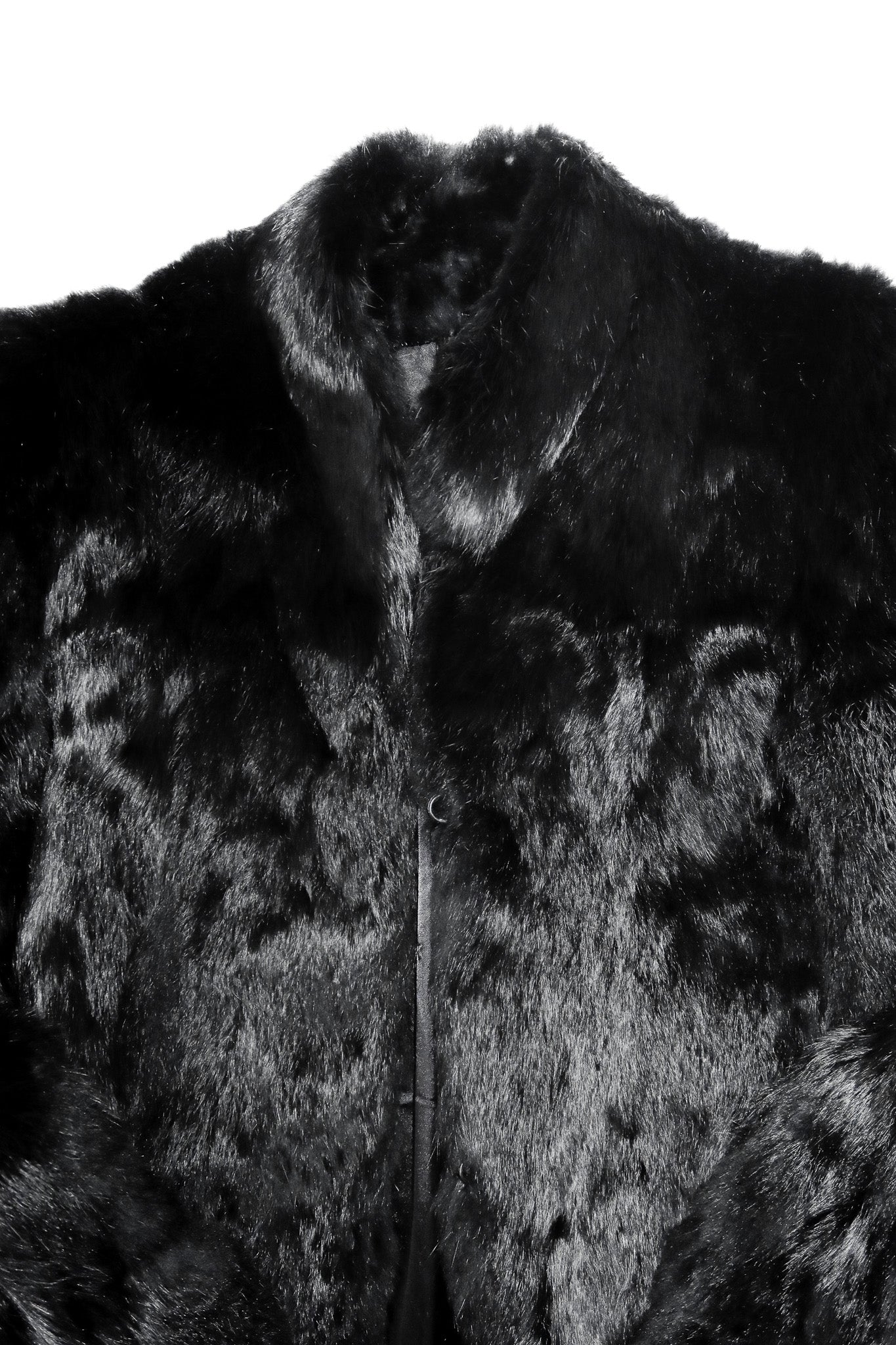 1980's french rabbit fur coat black.