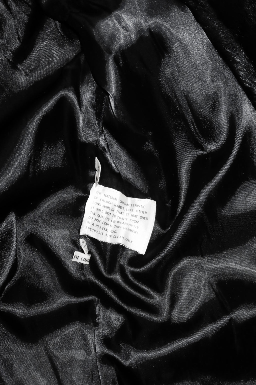 1980's french rabbit fur coat black.