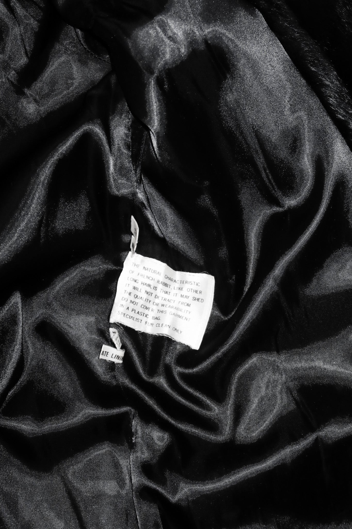 1980's french rabbit fur coat black.