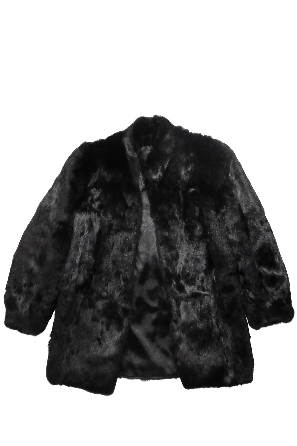 1980's french rabbit fur coat black.