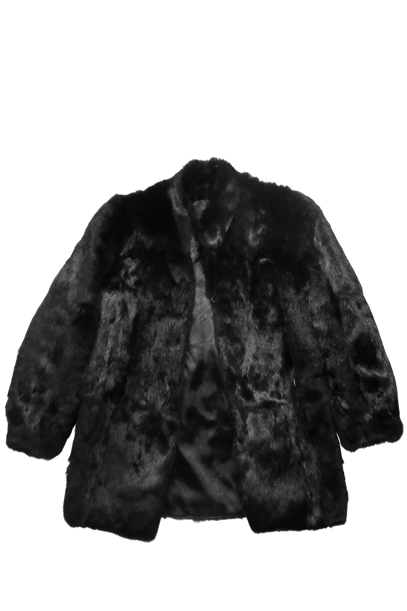 1980's french rabbit fur coat black.