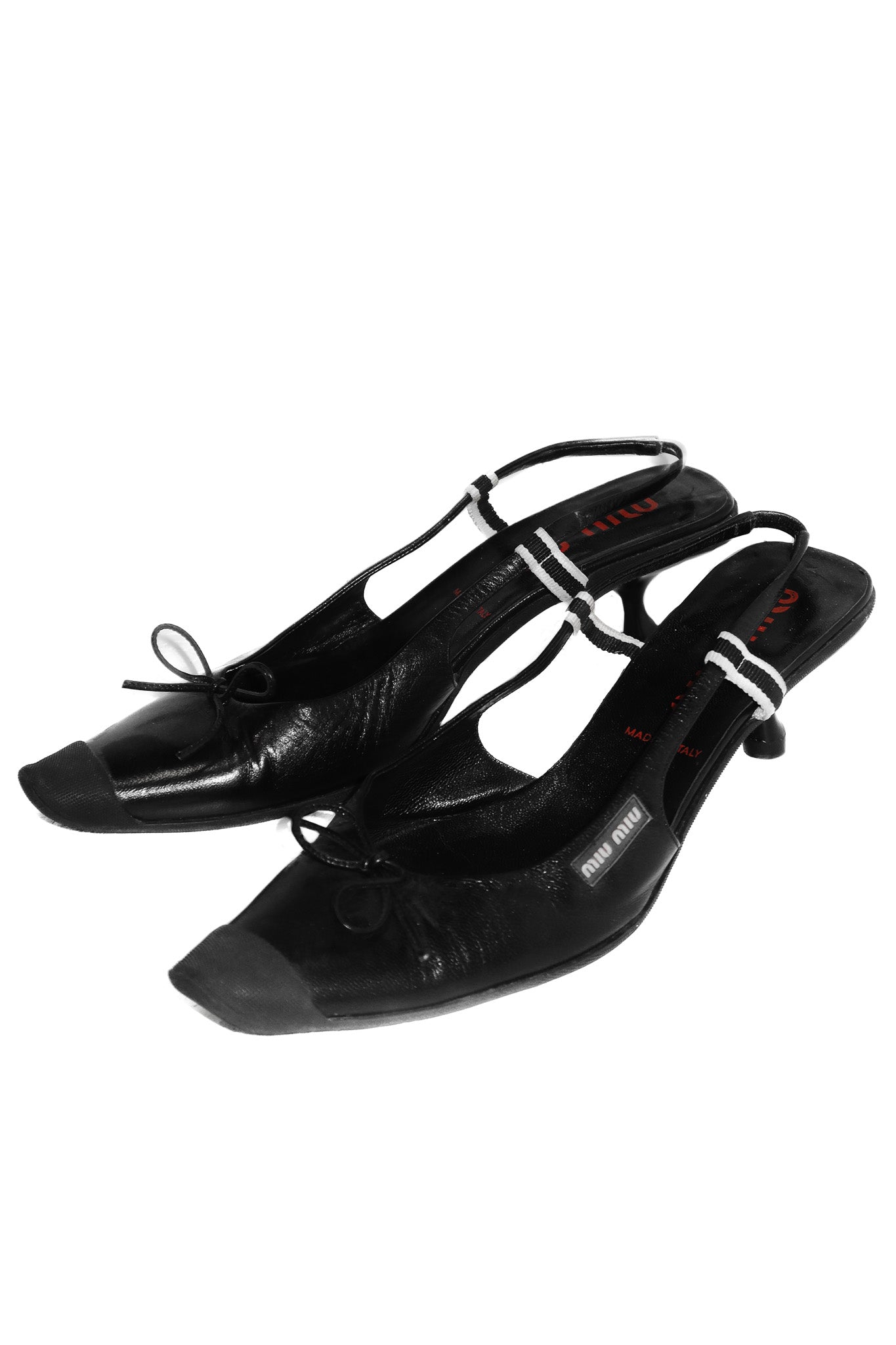 miu miu leather slingback mules black.