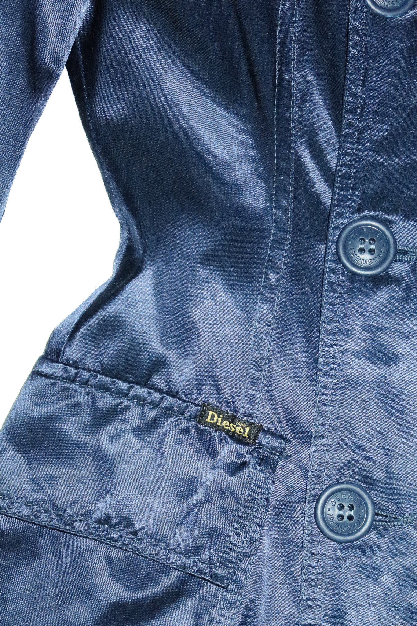 2000’s diesel for females satin double breasted trench coat navy.