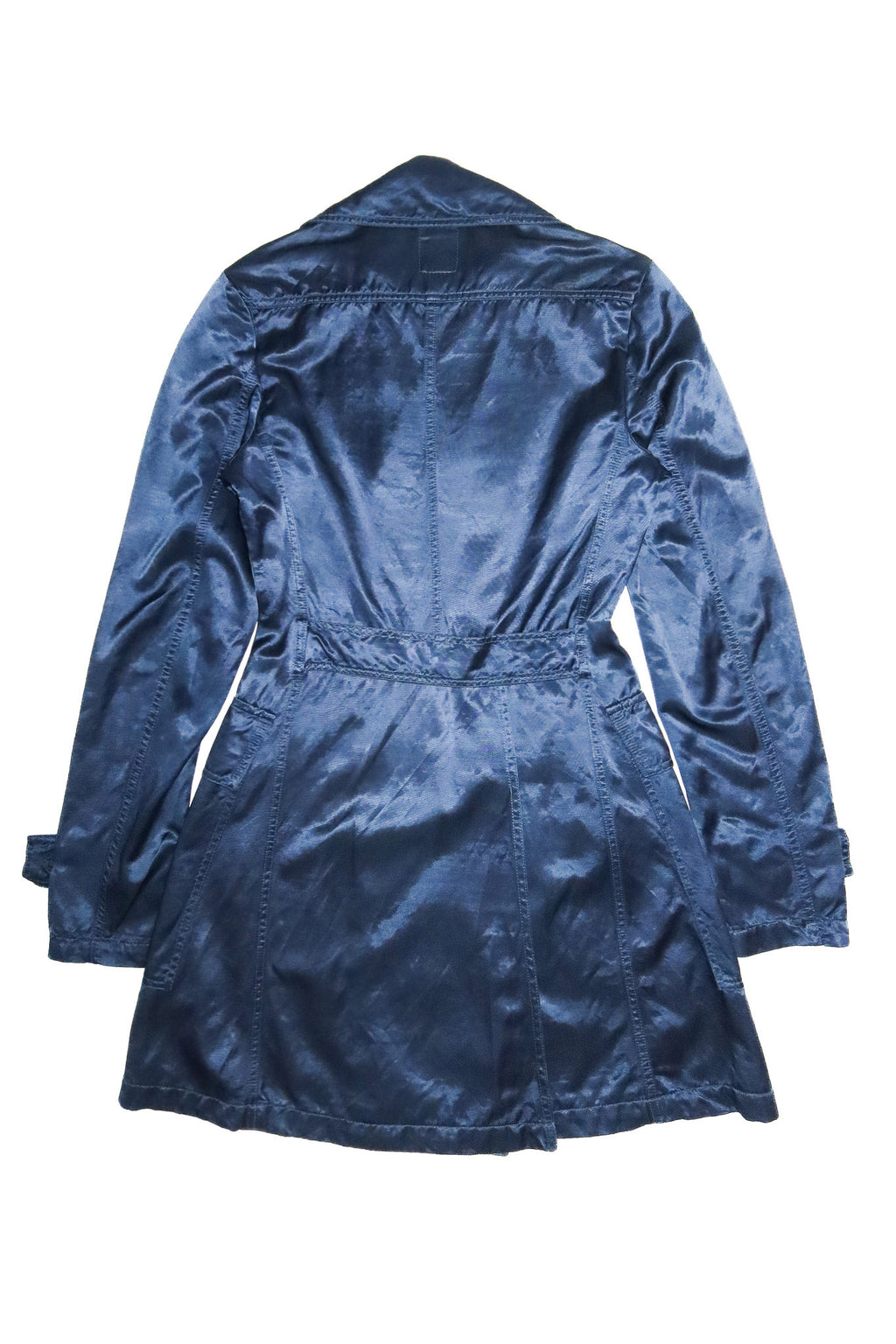 2000’s diesel for females satin double breasted trench coat navy.