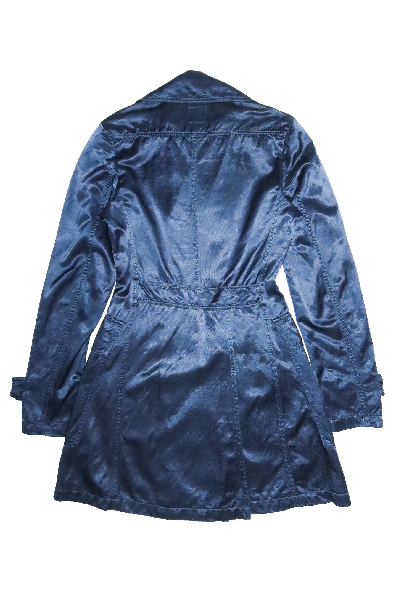 2000’s diesel for females satin double breasted trench coat navy.