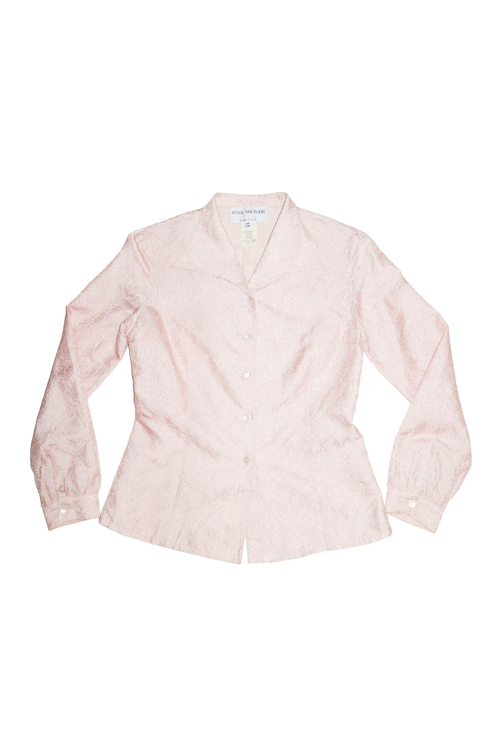 1990's anna molinari jacquard silk blend blouse pink.