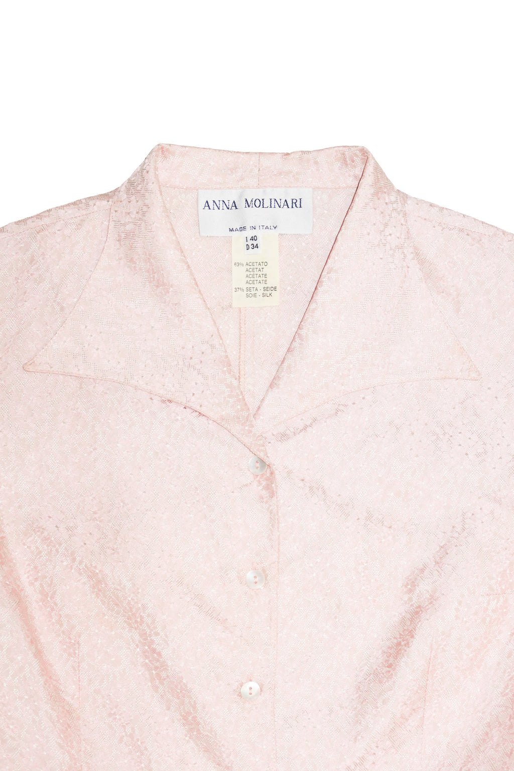 1990's anna molinari jacquard silk blend blouse pink.