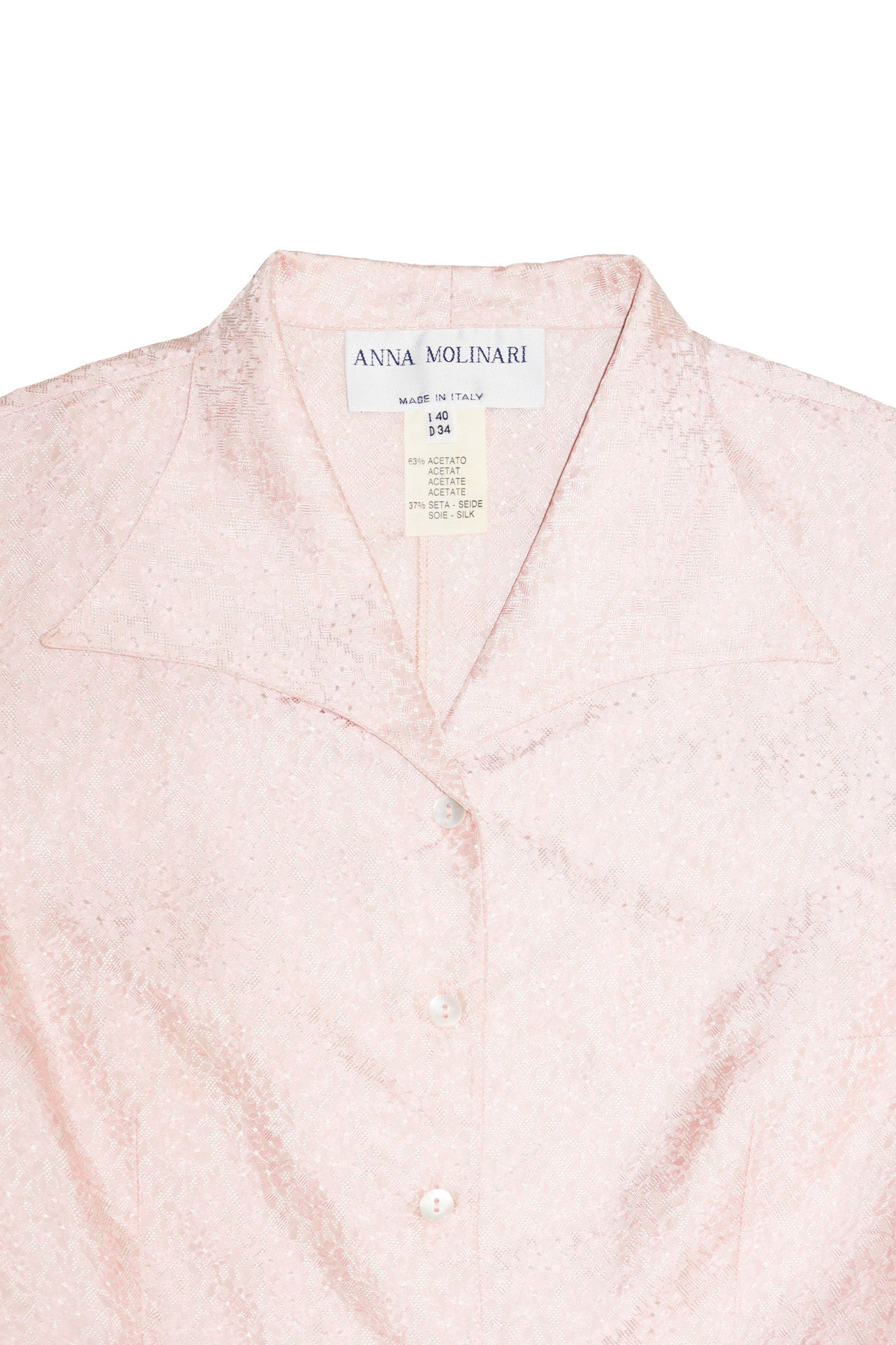 1990's anna molinari jacquard silk blend blouse pink.