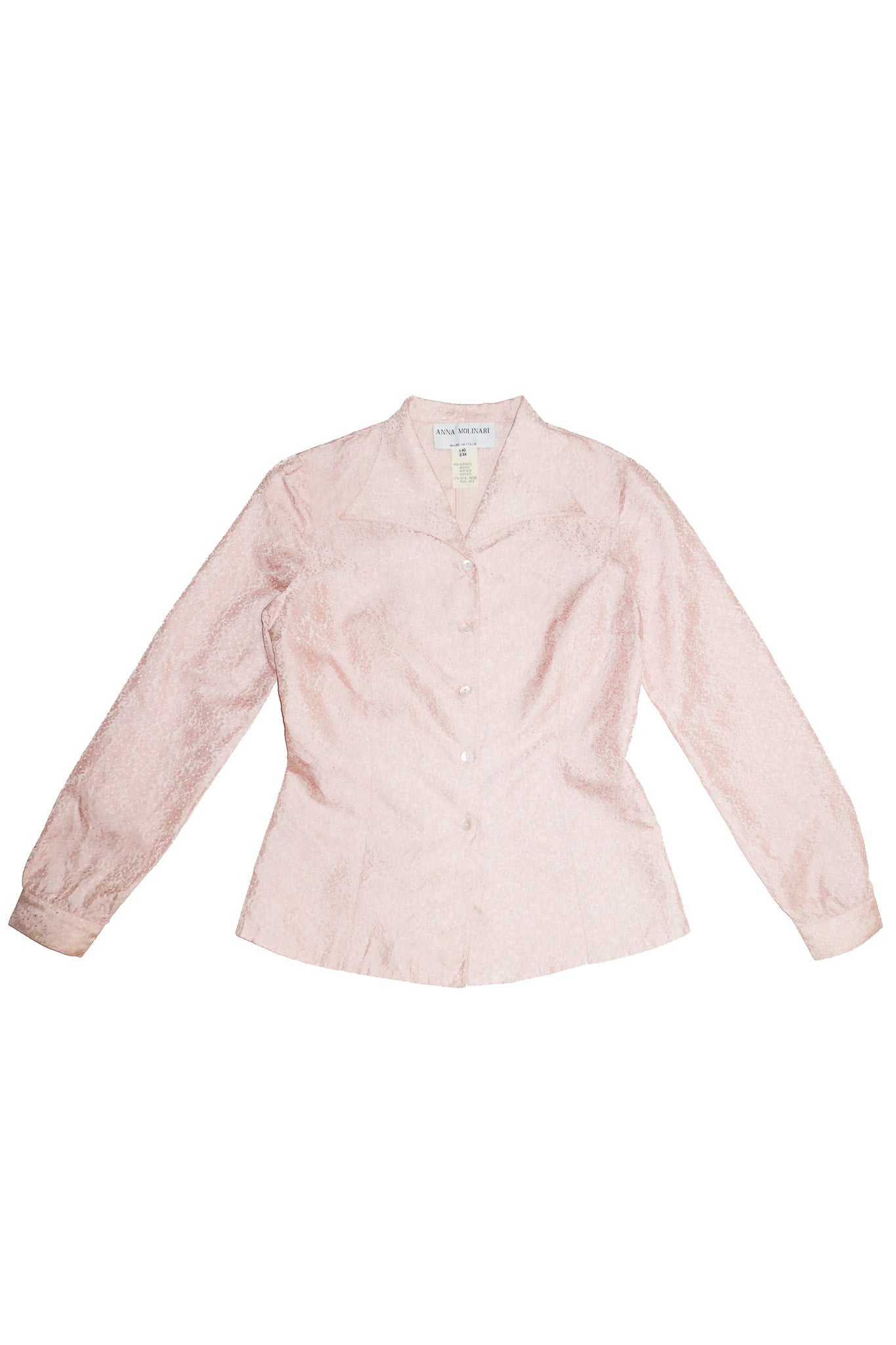 1990's anna molinari jacquard silk blend blouse pink.