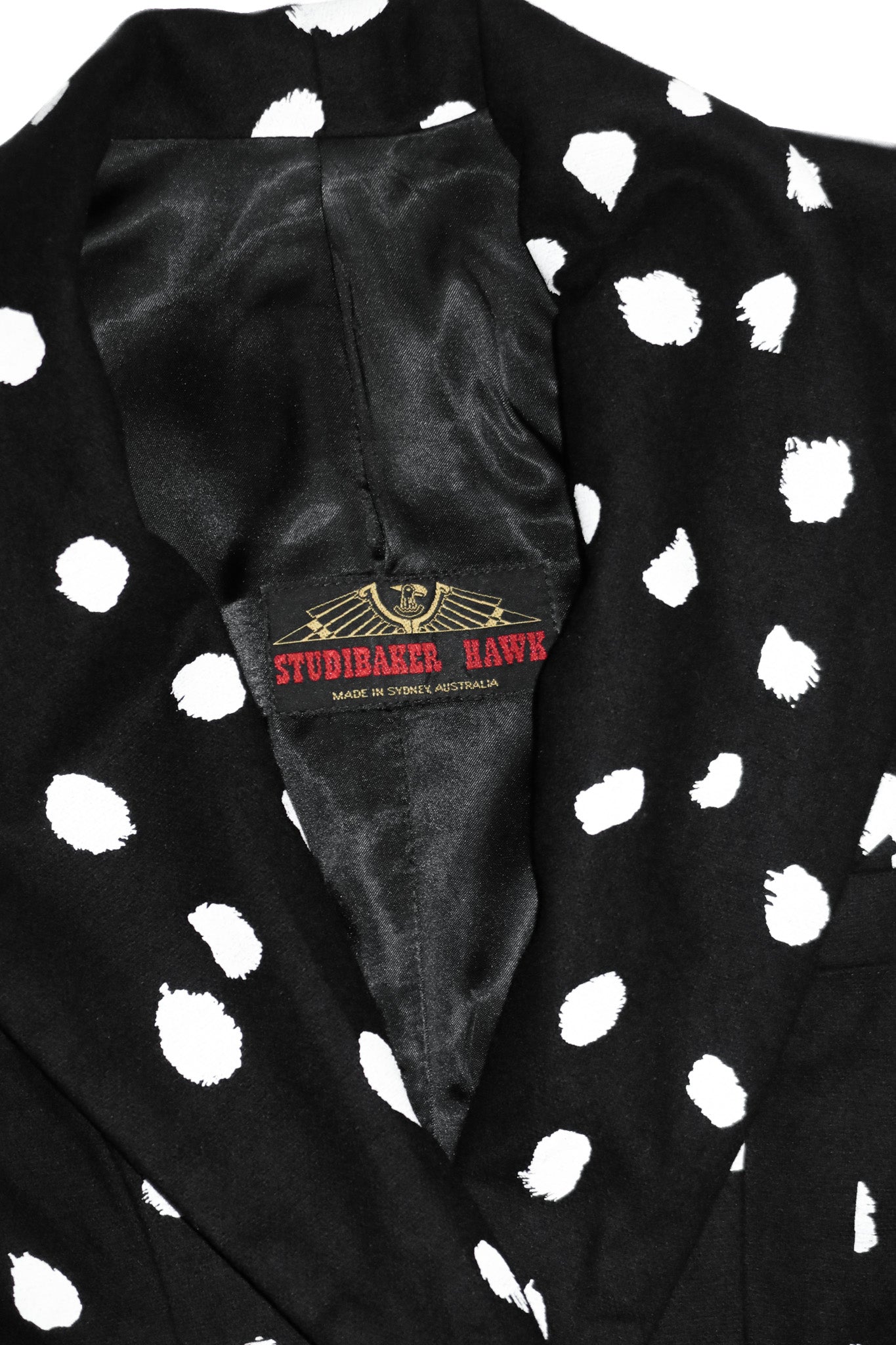 1980’s studibaker hawk polka dot blazer black.
