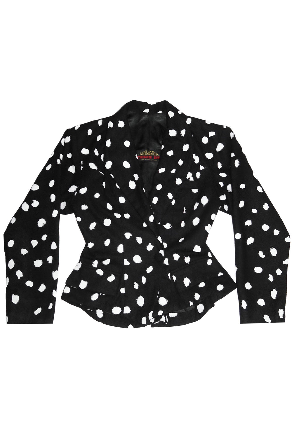 1980’s studibaker hawk polka dot blazer black.