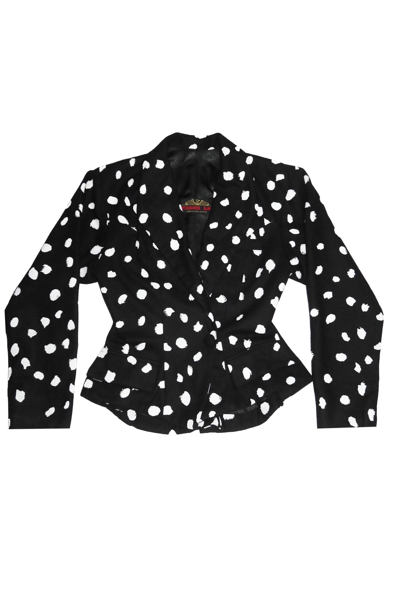 1980’s studibaker hawk polka dot blazer black.