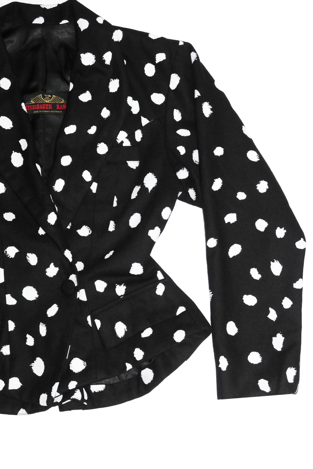1980’s studibaker hawk polka dot blazer black.