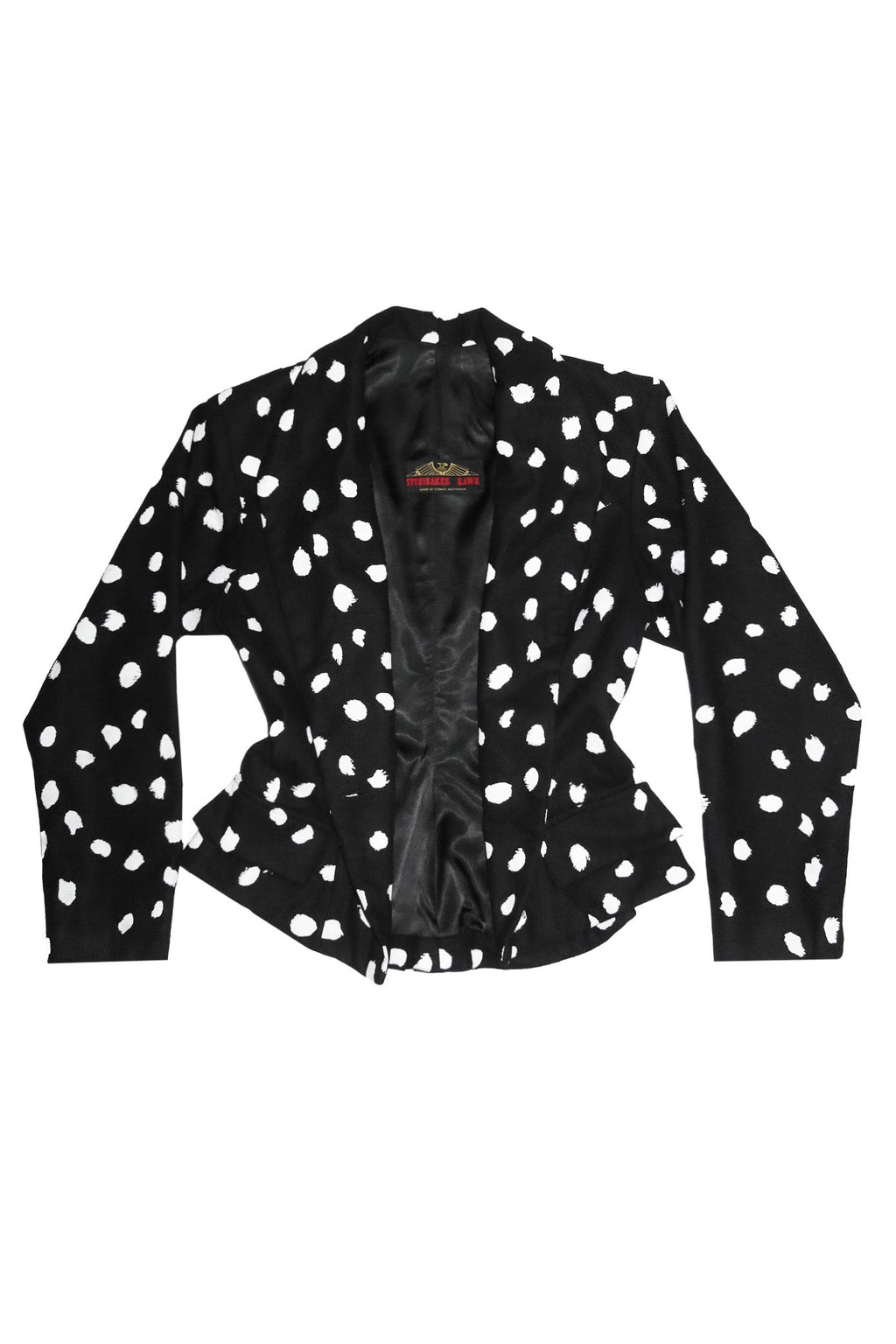 1980’s studibaker hawk polka dot blazer black.