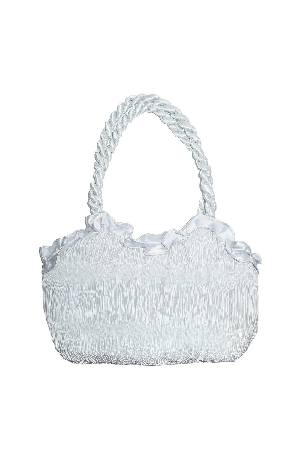 1990's pleated rosette shoulder bag silver.