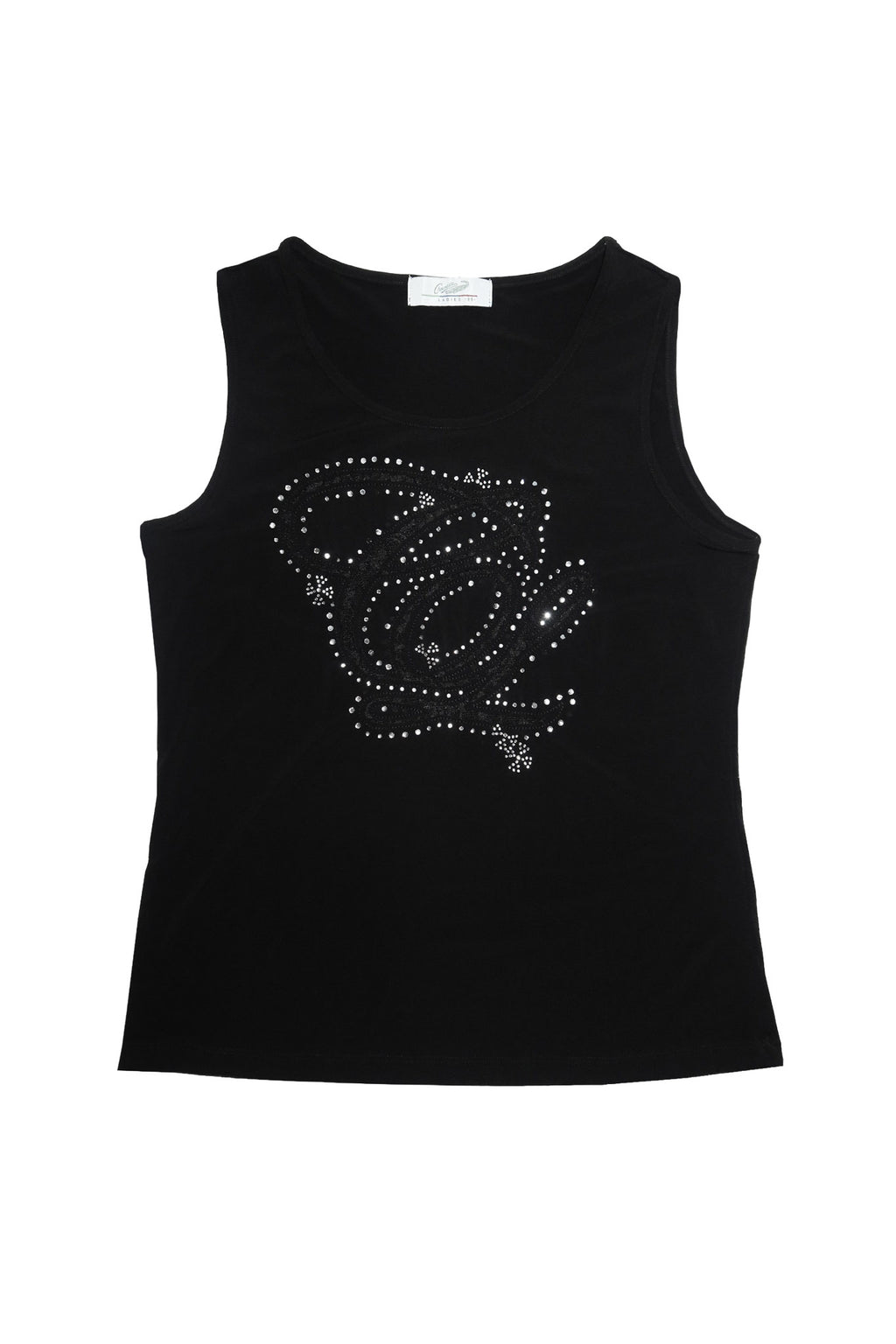 2000’s crocodile rhinestone monogram tank top black.