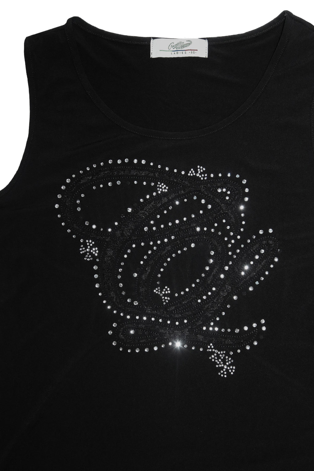 2000’s crocodile rhinestone monogram tank top black.