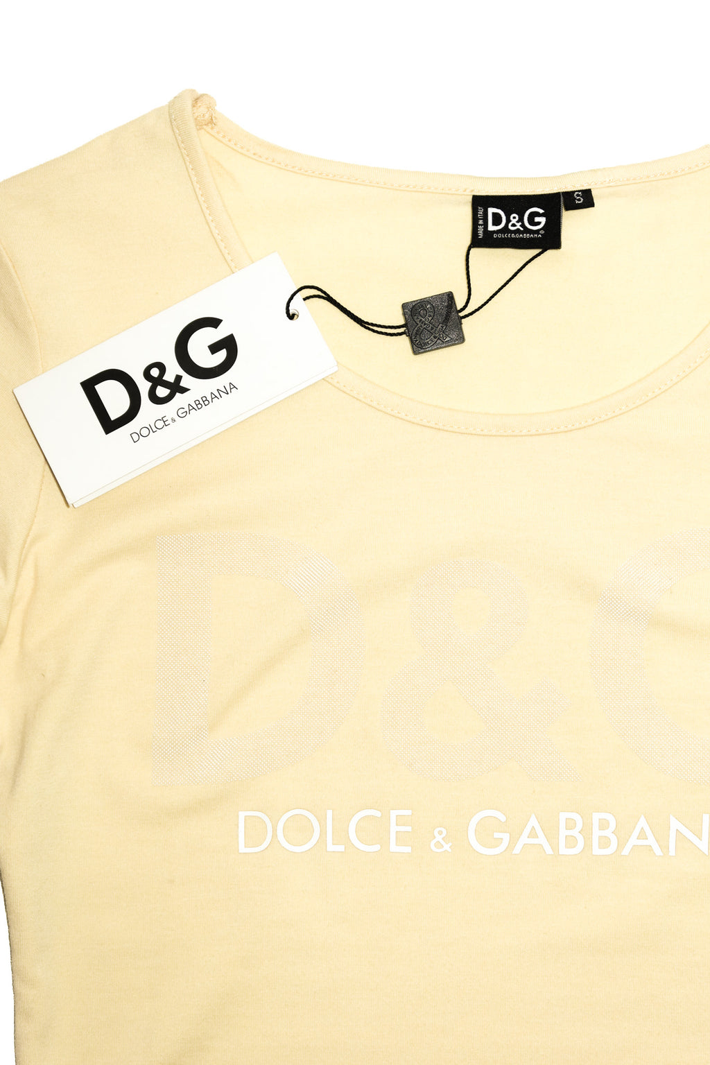 2000's deadstock dolce & gabbana logo tee yellow.