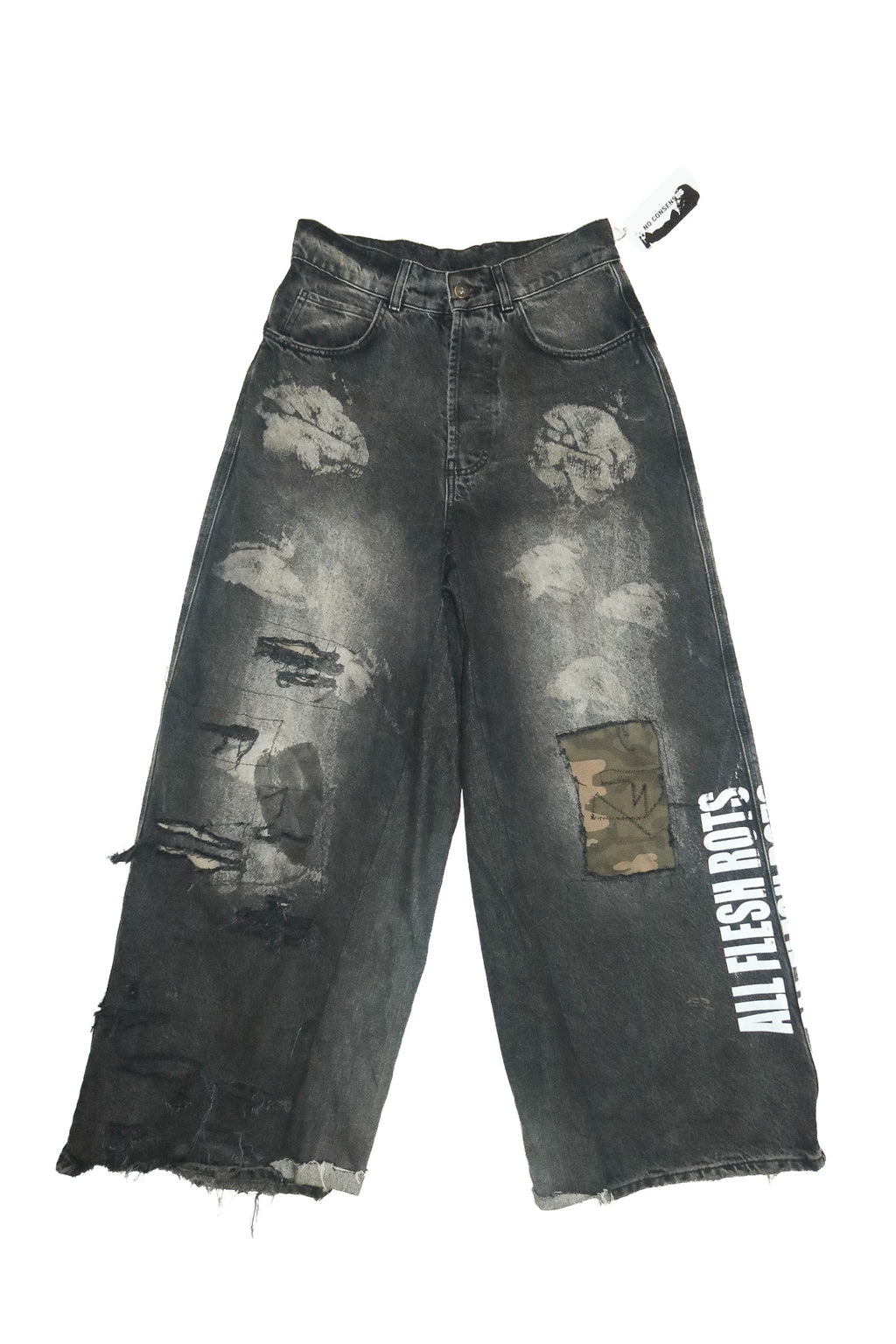 no consensus distressed ‘all flesh rots’ jeans black.