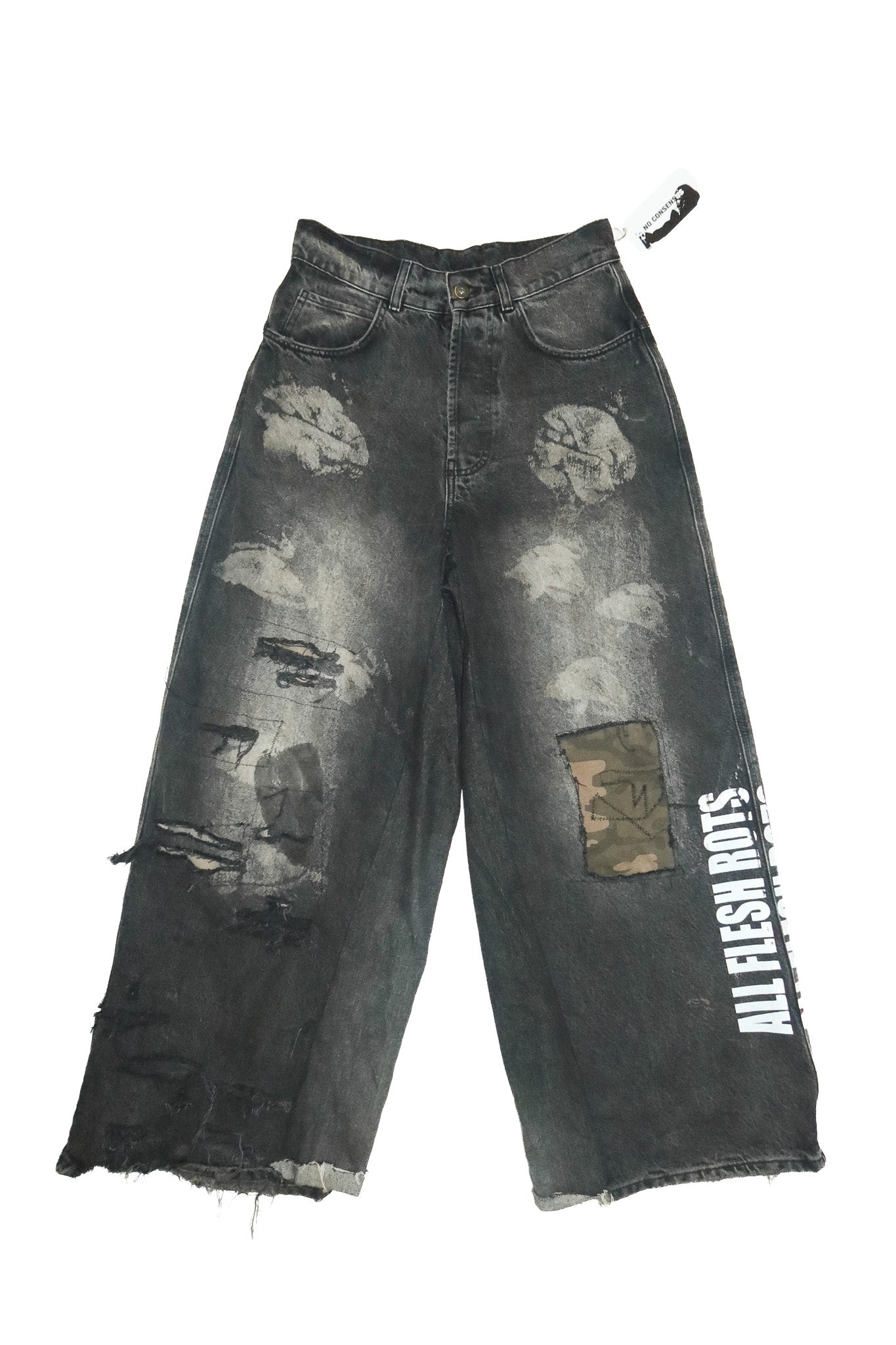 no consensus distressed ‘all flesh rots’ jeans black.