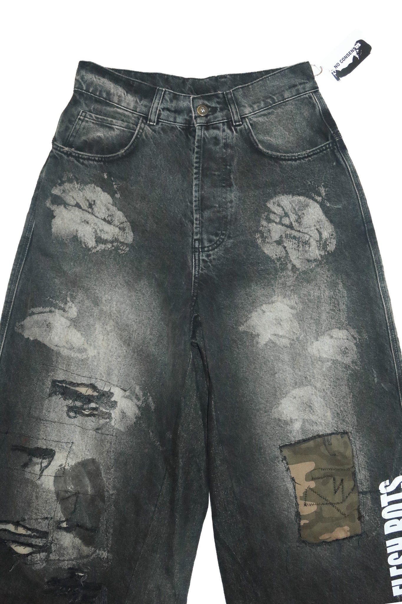 no consensus distressed ‘all flesh rots’ jeans black.