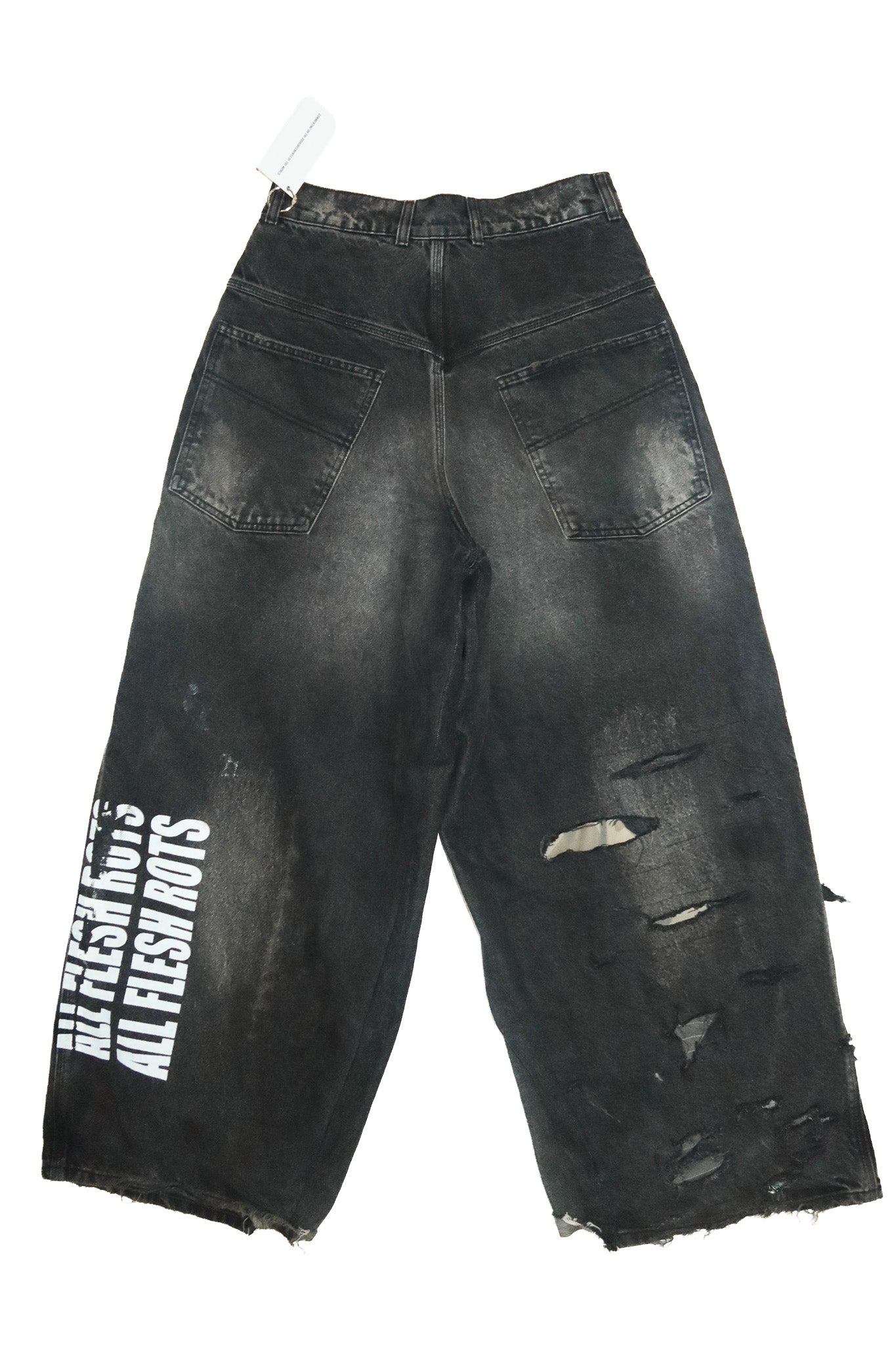 no consensus distressed ‘all flesh rots’ jeans black.